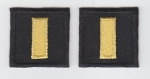 LT Lieutenant MEDIUM GOLD on BLACK rank insignia collar patches 1" (small)